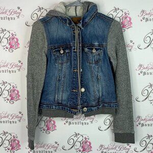 American Eagle Outfitters jacket coat button up Denim and Gray sweater Jacket